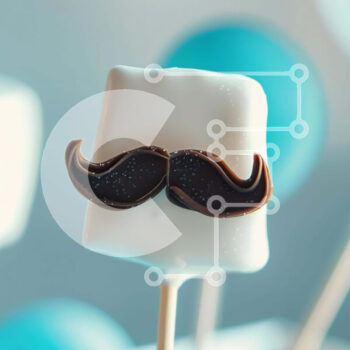 Intra Συλλεκτικό Ξύλινο Παζλ Plywood  4mm - Marshmallow Pop σε σχήμα μουστάκι σε μπλε και λευκά μπαλόνια Σε Ξύλινο Κουτί - Διαστάσεις: 10x10 cm – 25 κομμάτια - Image 1