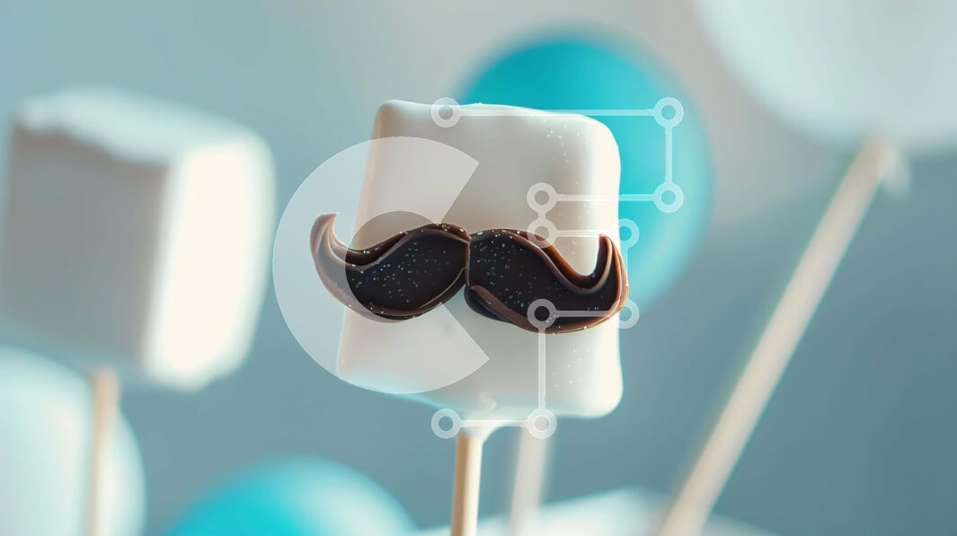 Intra Συλλεκτικό Ξύλινο Παζλ Plywood  4mm - Marshmallow Pop σε σχήμα μουστάκι σε μπλε και λευκά μπαλόνια Σε Ξύλινο Κουτί - Διαστάσεις: 10x10 cm – 25 κομμάτια