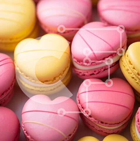 Intra Συλλεκτικό Ξύλινο Παζλ Plywood 4mm - Μακαρόν σε σχήμα καρδιάς σε ροζ, κίτρινο και λευκό Σε Ξύλινο Κουτί - Διαστάσεις: 10x10 cm – 25 κομμάτια - Image 1