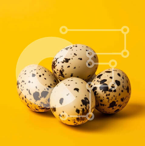 Intra Συλλεκτικό Ξύλινο Παζλ Plywood  4mm - Αυγά ορτυκιού σε κίτρινο φόντο με μαύρες κηλίδες Σε Ξύλινο Κουτί - Διαστάσεις: 10x10 cm – 25 κομμάτια - Image 1