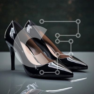 Intra Συλλεκτικό Ξύλινο Παζλ Plywood  4mm - Μαύρα ψηλοτάκουνα παπούτσια σε ακρυλικό τραπέζι Σε Ξύλινο Κουτί - Διαστάσεις: 10x10 cm – 25 κομμάτια - Image 1