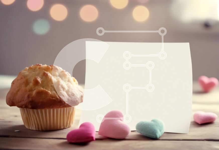 Intra Συλλεκτικό Ξύλινο Παζλ Plywood  4mm - Μάφιν με καραμέλες σε σχήμα καρδιάς και κάρτα σημειώσεων σε ξύλινο τραπέζι Σε Ξύλινο Κουτί - Διαστάσεις: 10x10 cm – 25 κομμάτια