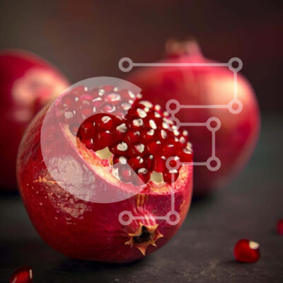 Intra Συλλεκτικό Ξύλινο Παζλ Plywood 4mm - Φρέσκα ρόδια σε σκοτεινή επιφάνεια Σε Ξύλινο Κουτί - Διαστάσεις: 10x10 cm – 25 κομμάτια - Image 1