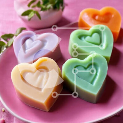 Intra Συλλεκτικό Ξύλινο Παζλ Plywood  4mm - Σαπουνόπλακες σε σχήμα καρδιάς σε ροζ πιάτο Σε Ξύλινο Κουτί - Διαστάσεις: 10x10 cm – 25 κομμάτια - Image 1