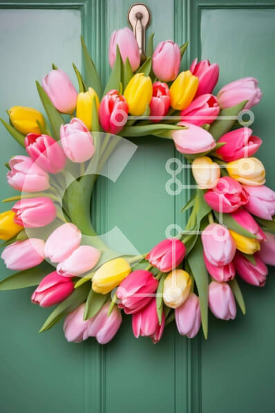 Intra Συλλεκτικό Ξύλινο Παζλ Plywood  4mm - Ανοιξιάτικο στεφάνι τουλίπας Σε Ξύλινο Κουτί - Διαστάσεις: 10x10 cm – 25 κομμάτια