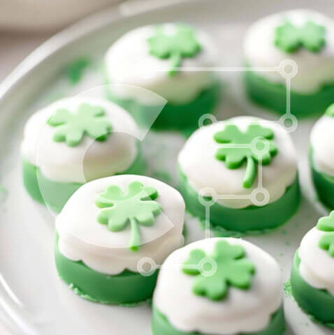 Intra Συλλεκτικό Ξύλινο Παζλ Plywood  4mm - Cupcakes και μπισκότα του Αγίου Πατρικίου Σε Ξύλινο Κουτί - Διαστάσεις: 10x10 cm – 25 κομμάτια - Image 1