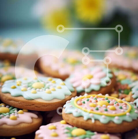 Intra Συλλεκτικό Ξύλινο Παζλ Plywood  4mm - Διάφορα διακοσμημένα μπισκότα με πολύχρωμα σχέδια Σε Ξύλινο Κουτί - Διαστάσεις: 10x10 cm – 25 κομμάτια - Image 1