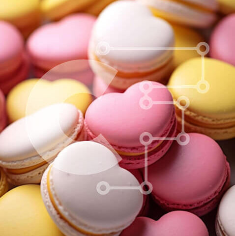 Intra Συλλεκτικό Ξύλινο Παζλ Plywood  4mm - Λαχταριστά μακαρόν σε σχήμα καρδιάς σε ροζ, κίτρινο και λευκό Σε Ξύλινο Κουτί - Διαστάσεις: 10x10 cm – 25 κομμάτια - Image 1