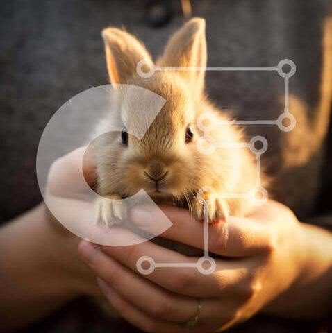 Intra Συλλεκτικό Ξύλινο Παζλ Plywood  4mm - Αξιολάτρευτο καφέ κουνέλι που κρατιέται στα χέρια Σε Ξύλινο Κουτί - Διαστάσεις: 10x10 cm – 25 κομμάτια - Image 1