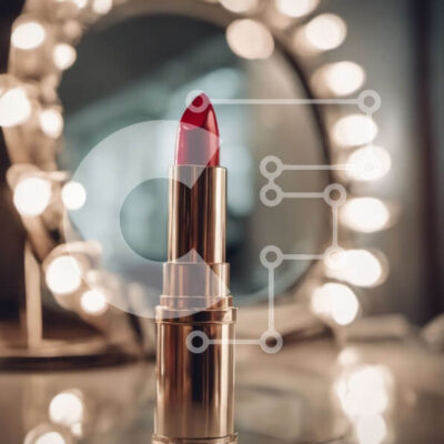 Intra Συλλεκτικό Ξύλινο Παζλ Plywood  4mm - Γυαλιστερό κόκκινο κραγιόν στο τραπέζι με αντανάκλαση καθρέφτη Σε Ξύλινο Κουτί - Διαστάσεις: 10x10 cm – 25 κομμάτια - Image 1