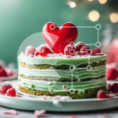 Intra Συλλεκτικό Ξύλινο Παζλ Plywood  4mm - Κέικ σε σχήμα καρδιάς με σμέουρα και πράσινο παγωμένο Σε Ξύλινο Κουτί - Διαστάσεις: 10x10 cm – 25 κομμάτια - Image 1