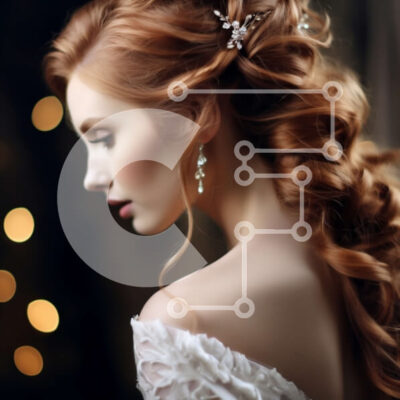 Intra Συλλεκτικό Ξύλινο Παζλ Plywood  4mm - Εκπληκτική φωτογραφία μιας νύφης με μακριά κόκκινα μαλλιά σε λευκό νυφικό Σε Ξύλινο Κουτί - Διαστάσεις: 10x10 cm – 25 κομμάτια - Image 1