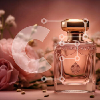 Intra Συλλεκτικό Ξύλινο Παζλ Plywood  4mm - Πολυτελής και εκλεπτυσμένη εικόνα ροζ μπουκαλιού αρώματος και τριαντάφυλλων Σε Ξύλινο Κουτί - Διαστάσεις: 10x10 cm – 25 κομμάτια - Image 1