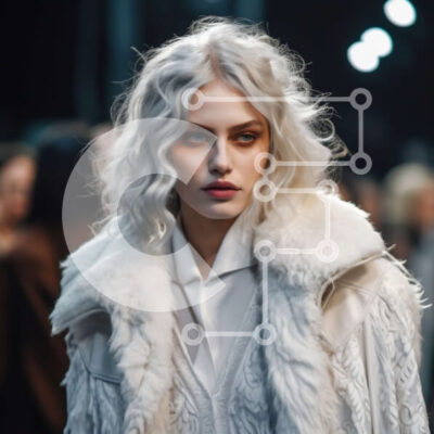 Intra Συλλεκτικό Ξύλινο Παζλ Plywood  4mm - Μόδα λευκό γούνινο παλτό στο μοντέλο Runway Σε Ξύλινο Κουτί - Διαστάσεις: 10x10 cm – 25 κομμάτια - Image 1