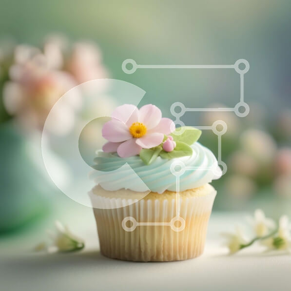 Intra Συλλεκτικό Ξύλινο Παζλ Plywood  4mm - Όμορφο cupcake με ροζ λουλούδι σε ένα τραπέζι Σε Ξύλινο Κουτί - Διαστάσεις: 10x10 cm – 25 κομμάτια