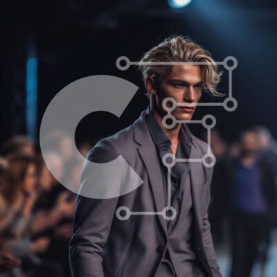 Intra Συλλεκτικό Ξύλινο Παζλ Plywood 4mm - Μοντέλο μόδας που περπατά στην πασαρέλα με γκρι κοστούμι Σε Ξύλινο Κουτί - Διαστάσεις: 10x10 cm – 25 κομμάτια - Image 1