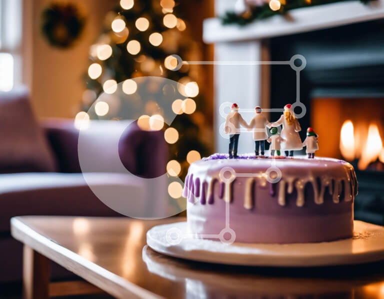 Intra Συλλεκτικό Ξύλινο Παζλ Plywood  4mm - Μωβ κέικ με ειδώλια και κεριά Σε Ξύλινο Κουτί - Διαστάσεις: 10x10 cm – 25 κομμάτια