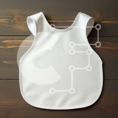 Intra Συλλεκτικό Ξύλινο Παζλ Plywood  4mm - Λευκή σαλιάρα μωρού με τσέπη και κουμπί Σε Ξύλινο Κουτί - Διαστάσεις: 10x10 cm – 25 κομμάτια - Image 1