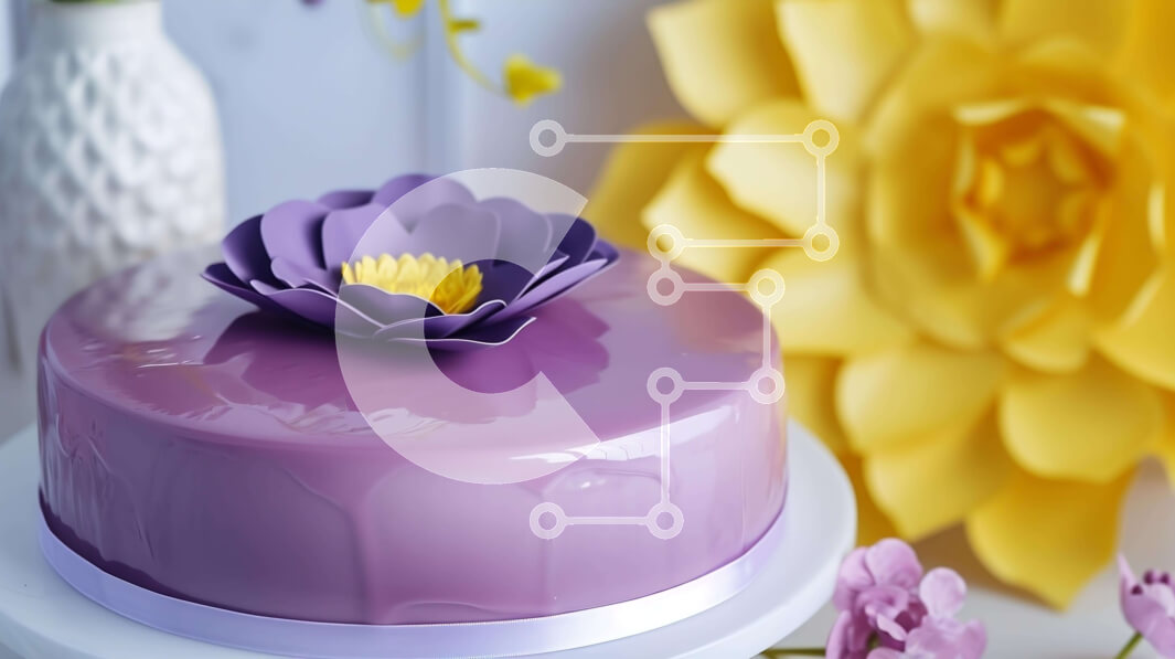 Intra Συλλεκτικό Ξύλινο Παζλ Plywood  4mm - Μωβ κέικ με κίτρινα λουλούδια Σε Ξύλινο Κουτί - Διαστάσεις: 10x10 cm – 25 κομμάτια