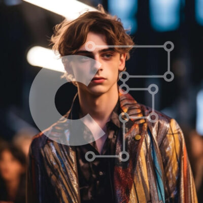 Intra Συλλεκτικό Ξύλινο Παζλ Plywood  4mm - Μοντέρνο μπουφάν Runway με Μεταλλικές Ρίγες και Λευκό T-Shirt Σε Ξύλινο Κουτί - Διαστάσεις: 10x10 cm – 25 κομμάτια - Image 1