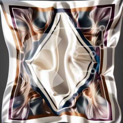 Intra Συλλεκτικό Ξύλινο Παζλ Plywood  4mm - Κομψό μεταξωτό κασκόλ με γεωμετρικό σχέδιο σε μπλε, καφέ και μπεζ Σε Ξύλινο Κουτί - Διαστάσεις: 10x10 cm – 25 κομμάτια - Image 1