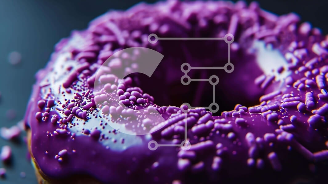 Intra Συλλεκτικό Ξύλινο Παζλ Plywood  4mm - Μωβ ντόνατ με ψεκασμούς σε ένα τραπέζι Σε Ξύλινο Κουτί - Διαστάσεις: 10x10 cm – 25 κομμάτια