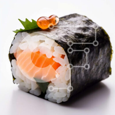 Intra Συλλεκτικό Ξύλινο Παζλ Plywood 4mm - Νόστιμο σούσι ρολό σολομού με φύκια Nori και αυγοτάραχο σολομού Σε Ξύλινο Κουτί - Διαστάσεις: 10x10 cm – 25 κομμάτια - Image 1