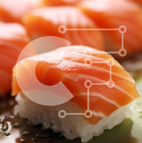 Intra Συλλεκτικό Ξύλινο Παζλ Plywood  4mm - Όμορφη εικόνα από διάφορα σούσι με φρέσκα ωμά ψάρια Σε Ξύλινο Κουτί - Διαστάσεις: 10x10 cm – 25 κομμάτια - Image 1