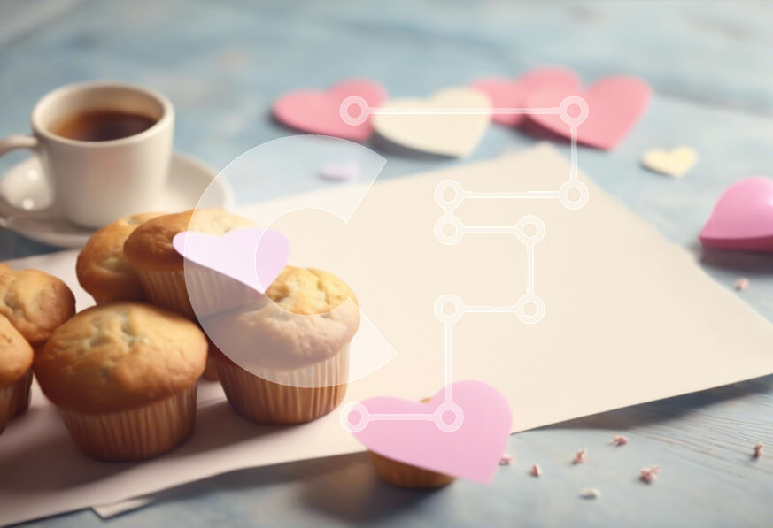 Intra Συλλεκτικό Ξύλινο Παζλ Plywood  4mm - Muffins, cupcakes και καφές με χάρτινες καρδιές σε σχήμα καρδιάς Σε Ξύλινο Κουτί - Διαστάσεις: 10x10 cm – 25 κομμάτια