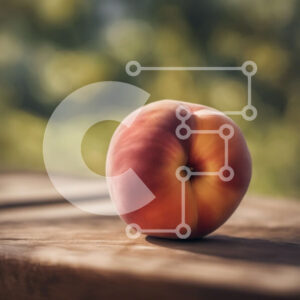 Intra Συλλεκτικό Ξύλινο Παζλ Plywood  4mm - Ώριμο ροδάκινο σε ξύλινο τραπέζι Σε Ξύλινο Κουτί - Διαστάσεις: 10x10 cm – 25 κομμάτια