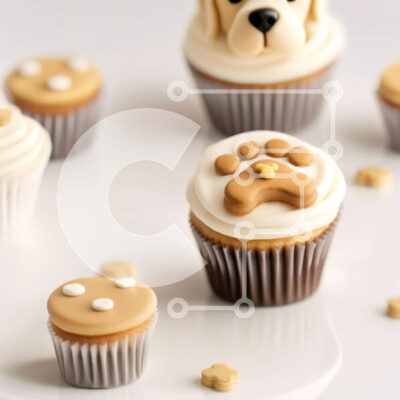 Intra Συλλεκτικό Ξύλινο Παζλ Plywood 4mm - Νόστιμα Cupcakes Golden Retriever σε λευκή επιφάνεια Σε Ξύλινο Κουτί - Διαστάσεις: 10x10 cm – 25 κομμάτια - Image 1