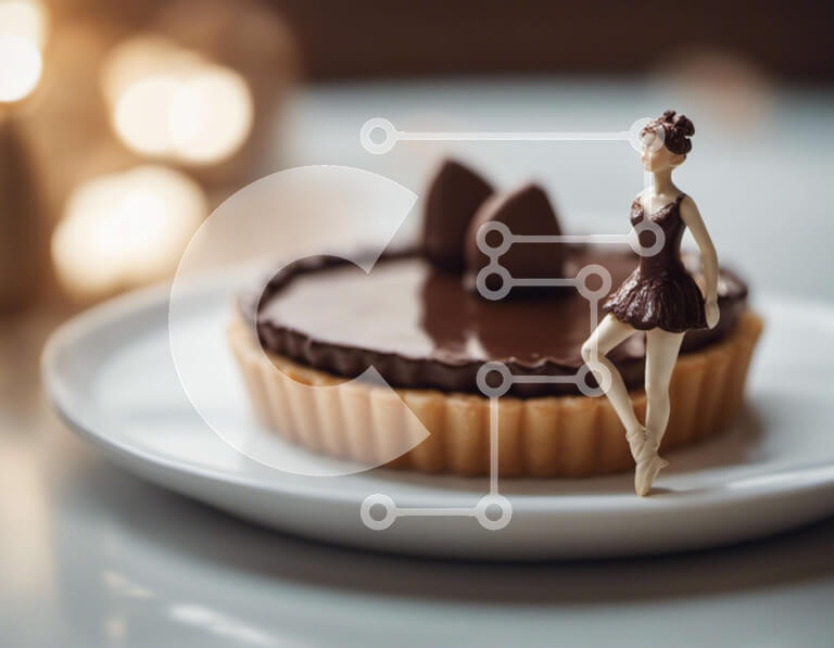 Intra Συλλεκτικό Ξύλινο Παζλ Plywood  4mm - Μινιατούρα φιγούρα μπαλαρίνας σε περίτεχνα διακοσμημένο κέικ σοκολάτας Σε Ξύλινο Κουτί - Διαστάσεις: 10x10 cm – 25 κομμάτια