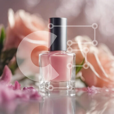 Intra Συλλεκτικό Ξύλινο Παζλ Plywood  4mm - Μπουκάλι βερνικιού νυχιών με ροζ υγρό και τριαντάφυλλα Σε Ξύλινο Κουτί - Διαστάσεις: 10x10 cm – 25 κομμάτια - Image 1