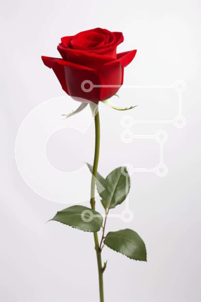 Intra Συλλεκτικό Ξύλινο Παζλ Plywood  4mm - Μονό κόκκινο τριαντάφυλλο σε πράσινα φύλλα Σε Ξύλινο Κουτί - Διαστάσεις: 10x10 cm – 25 κομμάτια