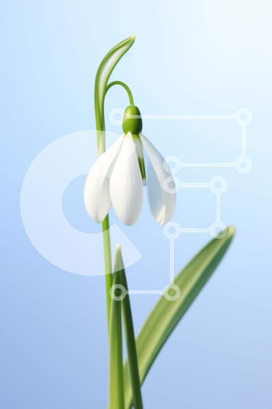 Intra Συλλεκτικό Ξύλινο Παζλ Plywood  4mm - Μονό λευκό λουλούδι χιονοστιβάδας με πράσινα φύλλα Σε Ξύλινο Κουτί - Διαστάσεις: 10x10 cm – 25 κομμάτια