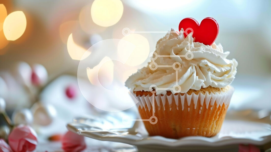 Intra Συλλεκτικό Ξύλινο Παζλ Plywood  4mm - Cupcake του Αγίου Βαλεντίνου με στολίδια καρδιάς Σε Ξύλινο Κουτί - Διαστάσεις: 10x10 cm – 25 κομμάτια - Image 1