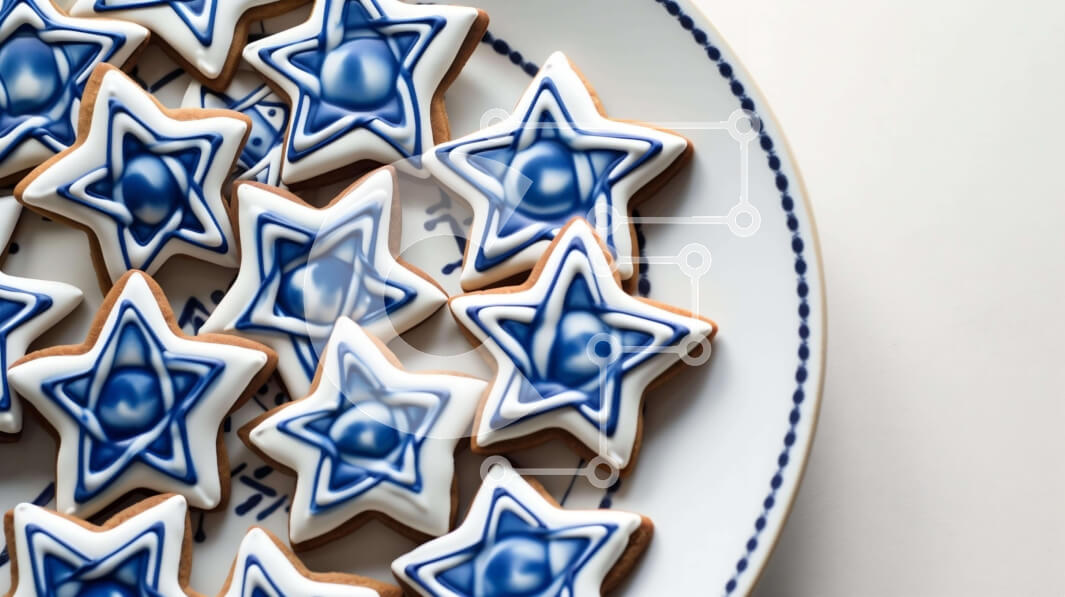 Intra Συλλεκτικό Ξύλινο Παζλ Plywood  4mm - Πιάτο μπισκότα σε σχήμα αστεριού με μπλε και λευκές διακοσμήσεις Σε Ξύλινο Κουτί - Διαστάσεις: 10x10 cm – 25 κομμάτια