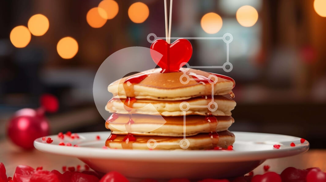 Intra Συλλεκτικό Ξύλινο Παζλ Plywood  4mm - Στοίβα από τηγανίτες σε σχήμα καρδιάς με διακοσμητικά αγάπης Σε Ξύλινο Κουτί - Διαστάσεις: 10x10 cm – 25 κομμάτια