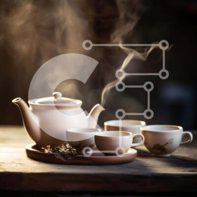 Intra Συλλεκτικό Ξύλινο Παζλ Plywood  4mm - Τσαγιέρα με φλιτζάνια και πιατάκια σε ξύλινο δίσκο Σε Ξύλινο Κουτί - Διαστάσεις: 10x10 cm – 25 κομμάτια - Image 1