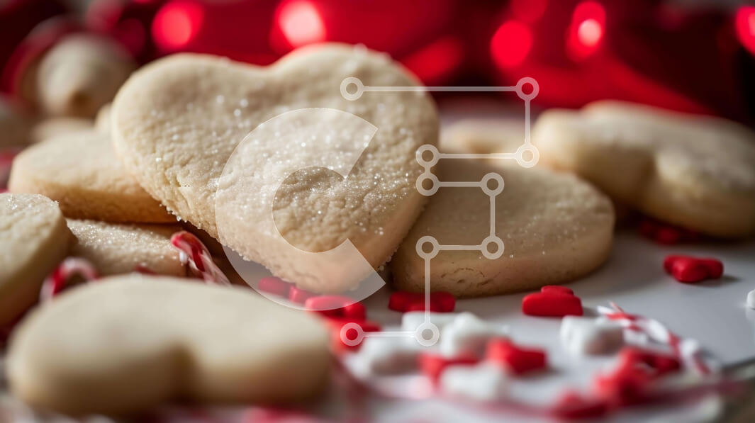 Intra Συλλεκτικό Ξύλινο Παζλ Plywood  4mm - Μπισκότα για την Ημέρα του Αγίου Βαλεντίνου σε σχήμα καρδιάς σε λευκό πιάτο Σε Ξύλινο Κουτί - Διαστάσεις: 10x10 cm – 25 κομμάτια