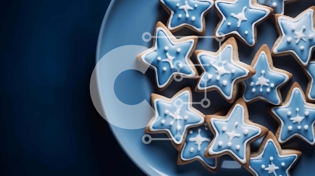 Intra Συλλεκτικό Ξύλινο Παζλ Plywood  4mm - Μπισκότα σε σχήμα μπλε αστεριού σε ένα πιάτο Σε Ξύλινο Κουτί - Διαστάσεις: 10x10 cm – 25 κομμάτια