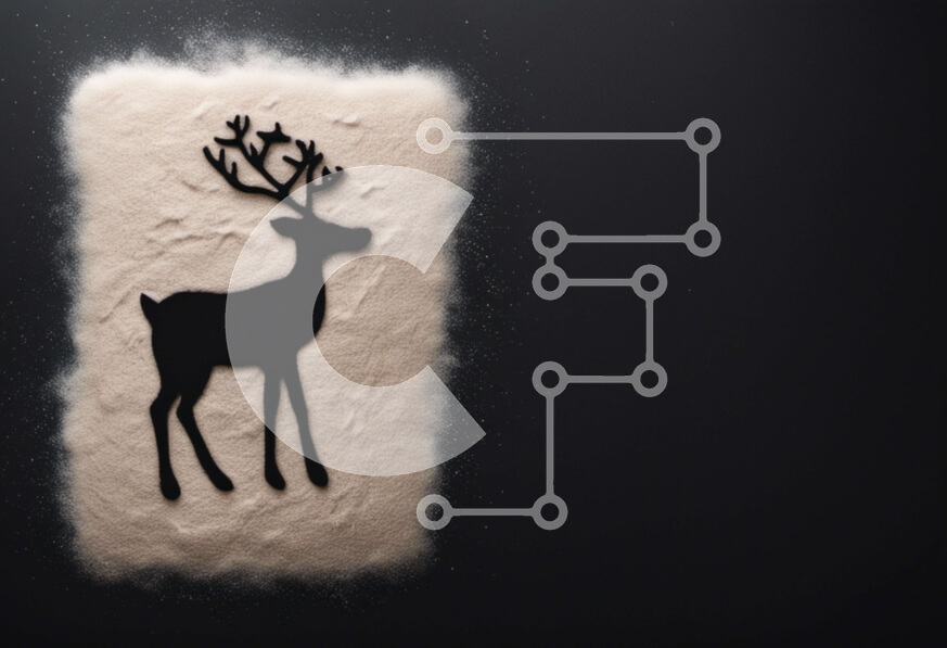 Intra Συλλεκτικό Ξύλινο Παζλ Plywood  4mm - Σιλουέτα ελαφιού σε ζάχαρη άχνη - Φωτογραφία τροφίμων Σε Ξύλινο Κουτί - Διαστάσεις: 10x10 cm – 25 κομμάτια