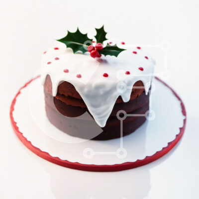 Intra Συλλεκτικό Ξύλινο Παζλ Plywood  4mm - Διακοσμημένο κέικ Holly σε διακοσμητικό πιάτο Σε Ξύλινο Κουτί - Διαστάσεις: 10x10 cm – 25 κομμάτια - Image 1