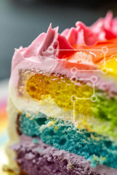 Intra Συλλεκτικό Ξύλινο Παζλ Plywood  4mm - Φέτα κέικ χρώματος ουράνιου τόξου σε κενό πιάτο Σε Ξύλινο Κουτί - Διαστάσεις: 10x10 cm – 25 κομμάτια