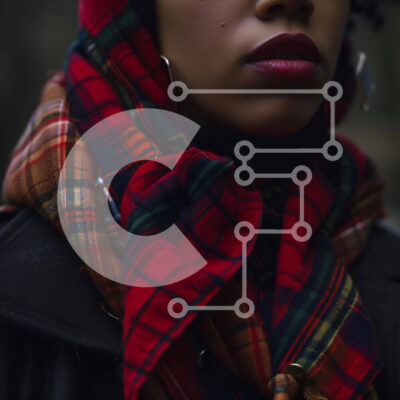 Intra Συλλεκτικό Ξύλινο Παζλ Plywood  4mm - Κομψή γυναίκα με καρό αξεσουάρ κόκκινο και μαύρο Σε Ξύλινο Κουτί - Διαστάσεις: 10x10 cm – 25 κομμάτια - Image 1