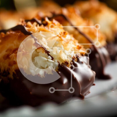 Intra Συλλεκτικό Ξύλινο Παζλ Plywood  4mm - Σοκολατένιες μπάλες καρύδας σε λευκό πιάτο με σοκολάτα Σε Ξύλινο Κουτί - Διαστάσεις: 10x10 cm – 25 κομμάτια - Image 1