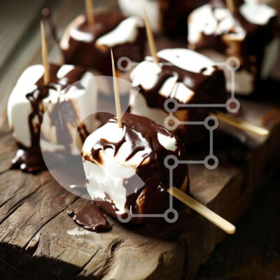 Intra Συλλεκτικό Ξύλινο Παζλ Plywood  4mm - Marshmallows με σοκολάτα σε οδοντογλυφίδες Σε Ξύλινο Κουτί - Διαστάσεις: 10x10 cm – 25 κομμάτια - Image 1