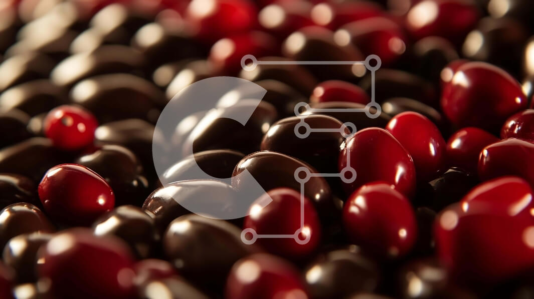 Intra Συλλεκτικό Ξύλινο Παζλ Plywood  4mm - Κοντινό πλάνο σοκολάτας και κόκκινων κράνμπερι Σε Ξύλινο Κουτί - Διαστάσεις: 10x10 cm – 25 κομμάτια