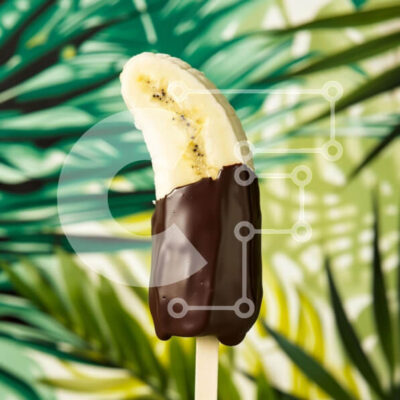 Intra Συλλεκτικό Ξύλινο Παζλ Plywood  4mm - Μπανάνα βουτηγμένη σε σοκολάτα σε βρώσιμο ραβδί Σε Ξύλινο Κουτί - Διαστάσεις: 10x10 cm – 25 κομμάτια - Image 1