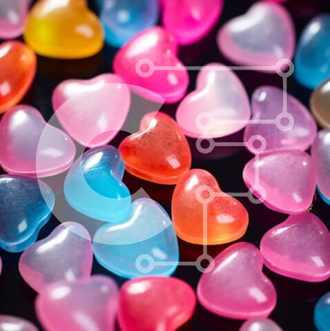 Intra Συλλεκτικό Ξύλινο Παζλ Plywood 4mm - Πολύχρωμη καραμέλα σε σχήμα καρδιάς σε ένα τραπέζι Σε Ξύλινο Κουτί - Διαστάσεις: 10x10 cm – 25 κομμάτια - Image 1